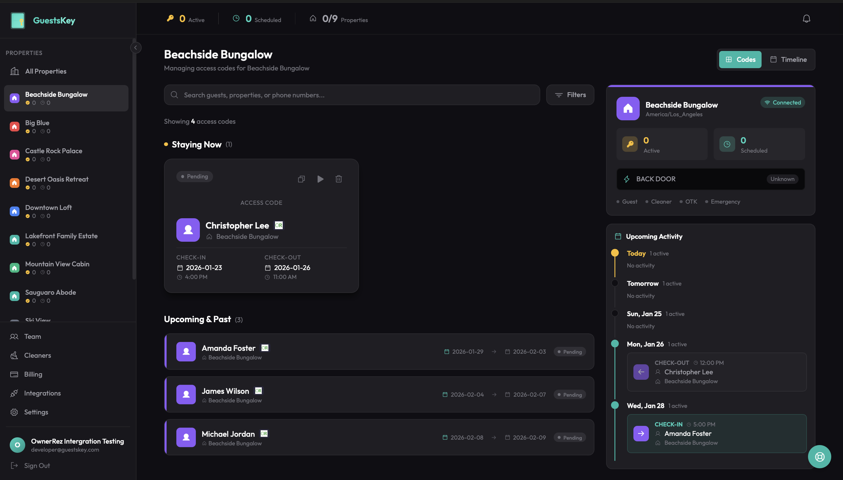 Property without automation - no codes scheduled
